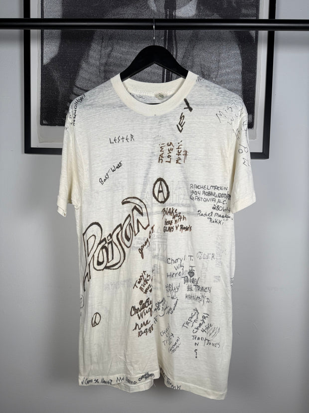 INSANE 80'S ANARCHY GROUPIE-OWNED 50+ SIGNATURE POISON ADIDAS DEF LEPPARD BAND TEE