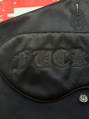 ULTIMATE GRAIL EARLY 2000'S "FUCK YOU" SLEEPING MASK IN .925 SILVER, SILK, & COWSKIN LEATHER w/ CARRYING CASE