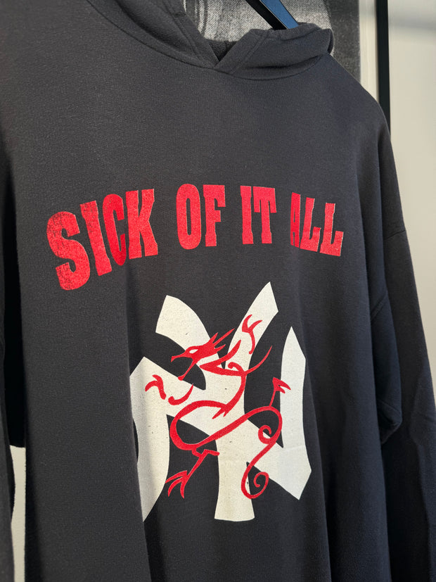 VINTAGE GRAIL 90's SICK OF IT ALL NY "WHEN THE PAIN STRIKES" HOODIE