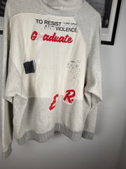 ULTIMATE GRAIL 1 of 1 AUTUMN/WINTER 2019 HAND-DRAWN “GLUE SNIFFER” D.A.R.E. PAINTED PATCHWORK HOODIE
