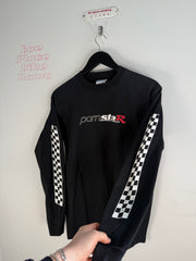 INCREDIBLY RARE PRISTINE 90's PORN STAR SKATEBOARDSRACING CHECKERBOARD LONG SLEEVE