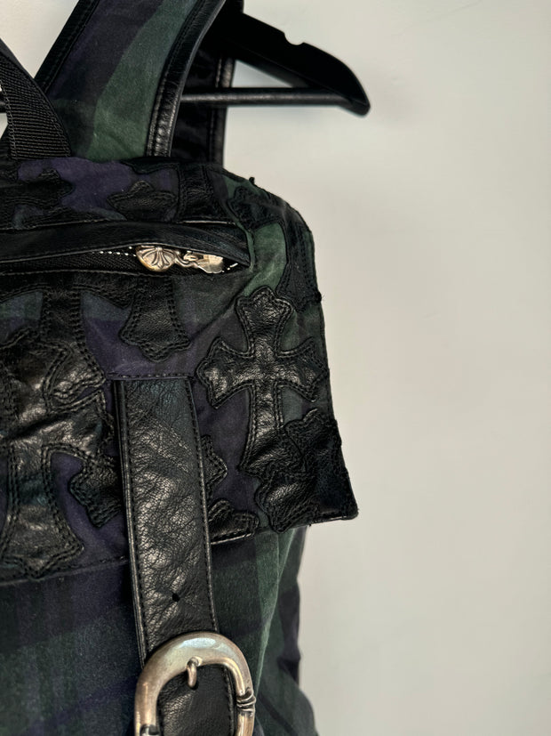 EXTREMELY RARE EARLY 2000'S ALPINE PLAID CROSS PATCH MOTO BACKPACK
