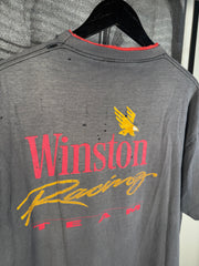 90’s INSANE THRASHED & FADED DOUBLE COLLAR “WINSTON RACING” POCKET SHIRT