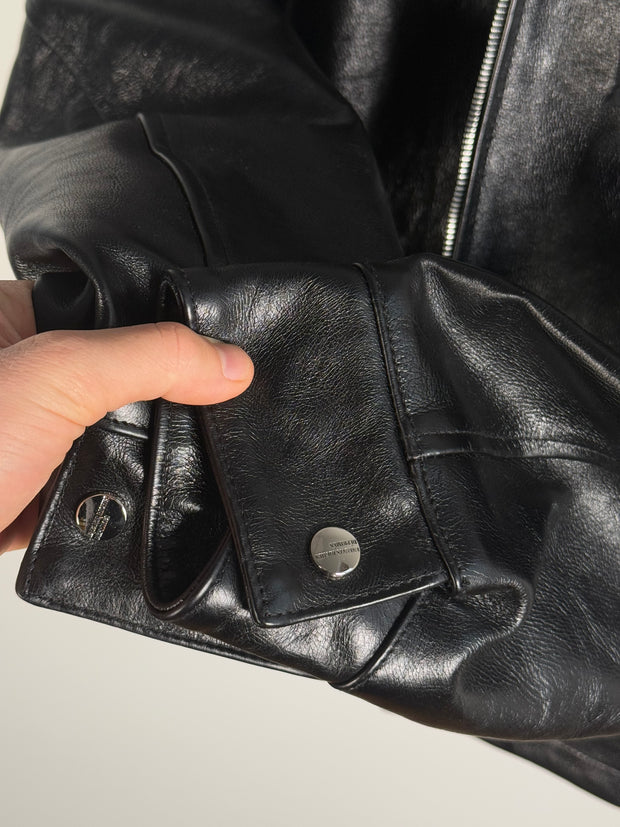 ULTIMATE GRAIL 2020 MADE-TO-ORDER EDITION NOIRE SILK LINED ERD ROSES JACKET EN CUIR