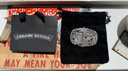 BRAND NEW 2025 LARGE SIZE .925 SILVEE CEMETERY BELT BUCKLE w/ OG DUSTBAG AND SHOPPING BACK