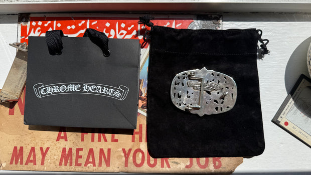 BRAND NEW 2025 LARGE SIZE .925 SILVEE CEMETERY BELT BUCKLE w/ OG DUSTBAG AND SHOPPING BACK