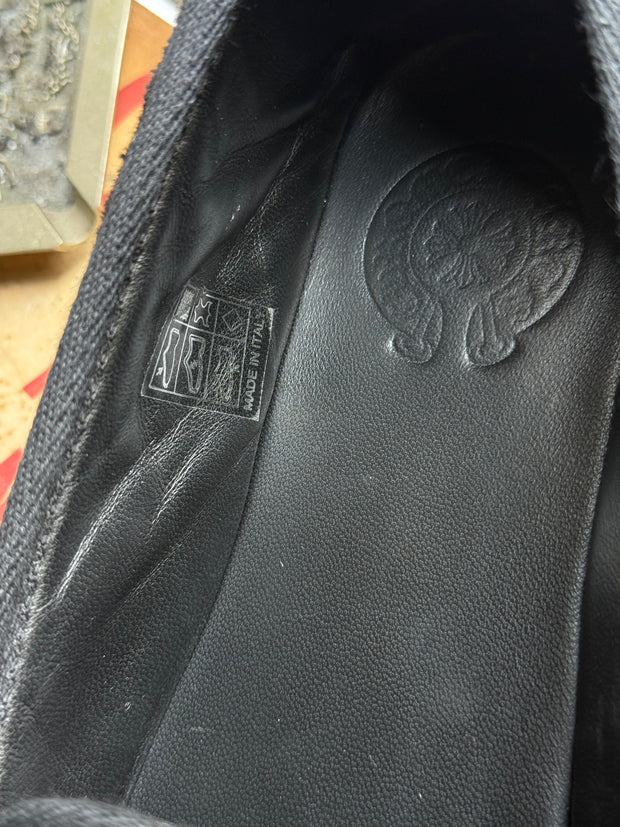 RARE 2025 DAGGER LOGO .925 SILVER CORDUROY MULE SLIPPERS w/ ORIGINAL BOX & RECEIPT (43)