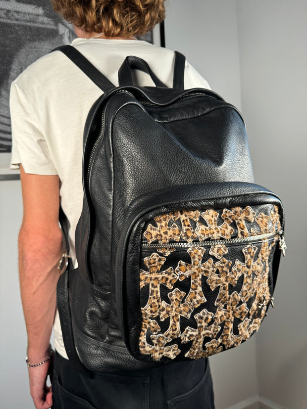 INSANE VIP SPECIAL ORDER 20+ CHEETAH FUR CROSS PATCH CALFSKIN 7TH GRADE BACKPACK w/ .925 SILVER DETAILING