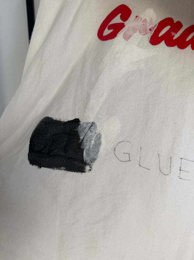 ULTIMATE GRAIL 1 of 1 AUTUMN/WINTER 2019 HAND-DRAWN “GLUE SNIFFER” D.A.R.E. PAINTED PATCHWORK HOODIE