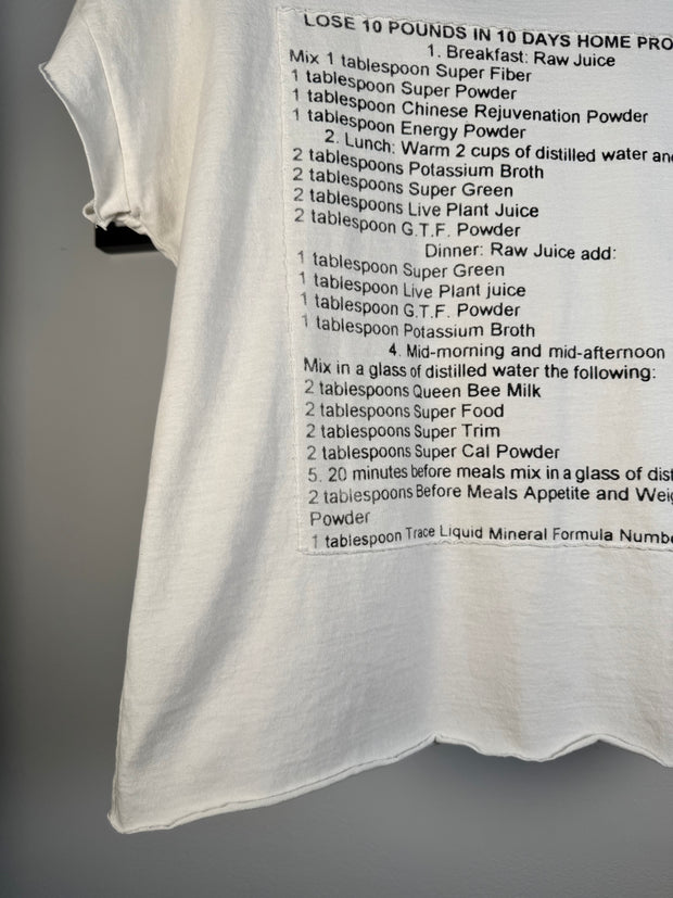 CONTROVERSIAL RAREST SIZE & BRAND NEW FALL/WINTER 2024 "HOW TO LOSE 10 LBS IN 10 DAYS" RECONSTRUCTED SHIRT
