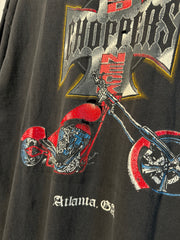90'S THRASHED GLITTER EFFECT ATLANTA WEST COAST CHOPPERS BOOTLEG "FOXWORTHY'S REDNECK CHOPPERS" SHIRT