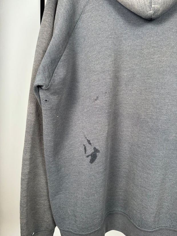 UNBELIEVABLE 80s PERFECTLY THRASHED & FADED "SOUTH SIDE" GOTHIC EMBROIDERY HOODIE