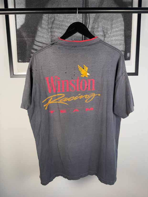 90’s INSANE THRASHED & FADED DOUBLE COLLAR “WINSTON RACING” POCKET SHIRT