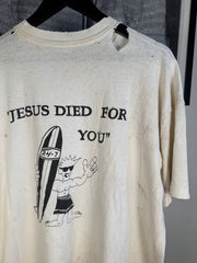 INSANE 80s THRASHED MALIBU NARCOTICS ANONYMOUS "SURFERS SET FREE FOR CHRIST" SHIRT