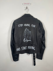 1 of 15 Spring/Summer 2015 "Stop Having Fun" Hand-Painted Leather Jacket
