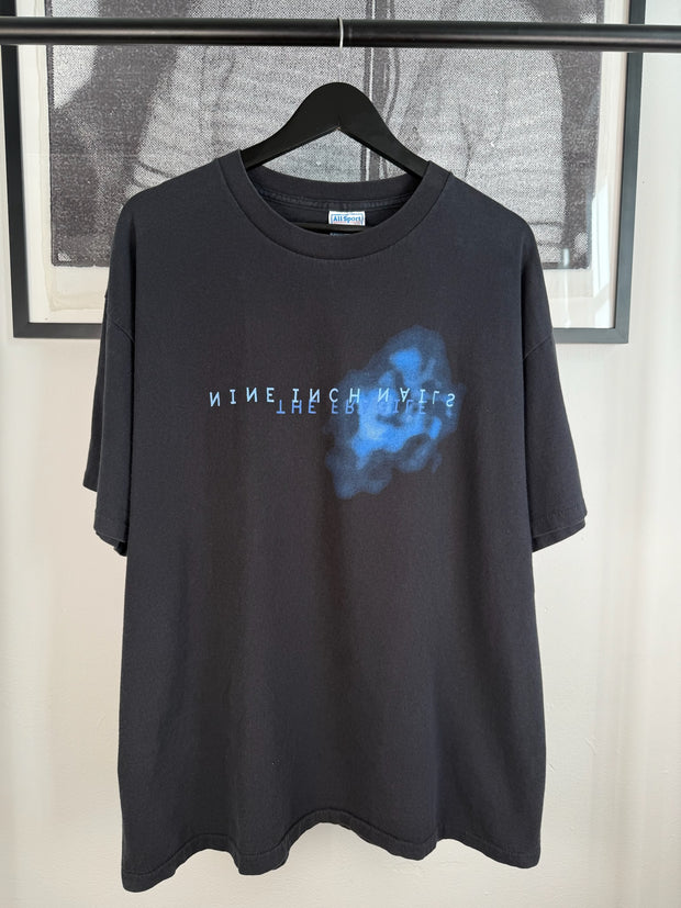 RARE 90s NINE INCH NAILS “THE FRAGILE” BLUE SMOKE NIN LOGO SHIRT