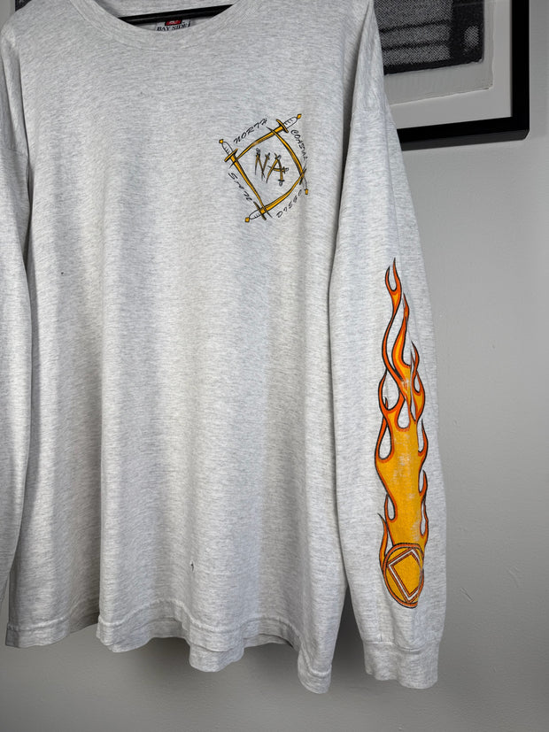 ULTIMATE ERD-STYLE VINTAGE GRAIL: 80s NARCOTICS ANONYMOUS FLAME LOGO SAN DIEGO LONG SLEEVE