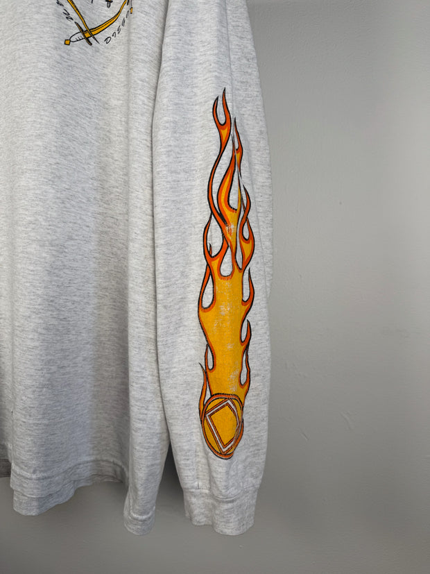 ULTIMATE ERD-STYLE VINTAGE GRAIL: 80s NARCOTICS ANONYMOUS FLAME LOGO SAN DIEGO LONG SLEEVE