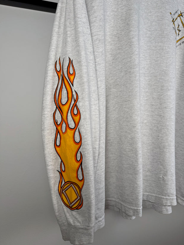 ULTIMATE ERD-STYLE VINTAGE GRAIL: 80s NARCOTICS ANONYMOUS FLAME LOGO SAN DIEGO LONG SLEEVE