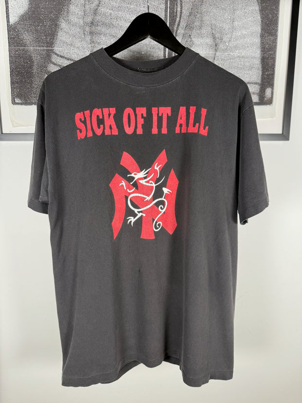 ULTIMATE VINTAGE GRAIL: 90s ERD REFERENCE SICK OF IT ALL “WHEN THE PAIN STRIKES” NEW YORK HARDCORE OPIUM DEN LOGO SHIRT
