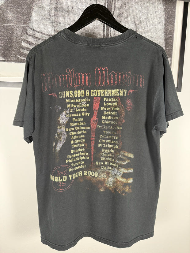 CLASSIC FADED MARILYN MANSON “GUNS GOD & GOVERNMENT” EARLY 2000s SHIRT