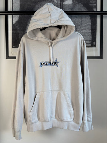 90s PORNSTAR HOODIE WHITE EMBROIDERED LOGO