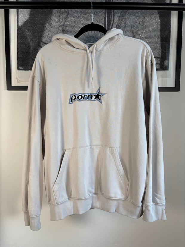 90s PORNSTAR HOODIE WHITE EMBROIDERED LOGO