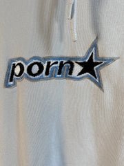 90s PORNSTAR HOODIE WHITE EMBROIDERED LOGO