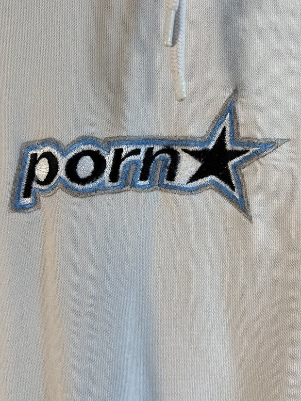 90s PORNSTAR HOODIE WHITE EMBROIDERED LOGO