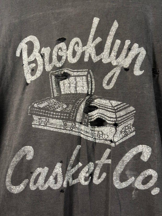 INSANE 80's "BROOKLYN CASKET CO." ULTRA-THRASHED & FADED SHIRT