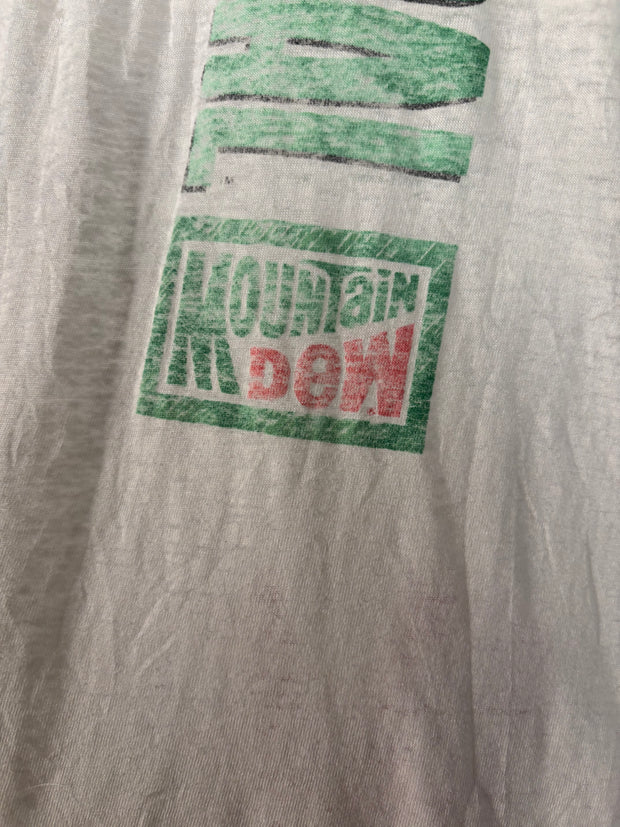 PERFECTLY SEMI SHEER WHITE "GET VERTICAL" MOUNTAIN DEW SHIRT
