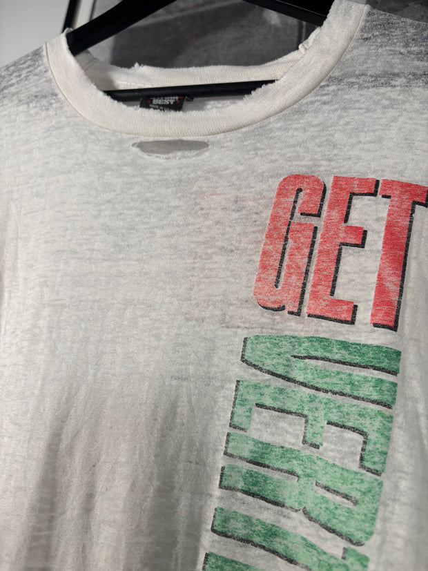 PERFECTLY SEMI SHEER WHITE "GET VERTICAL" MOUNTAIN DEW SHIRT