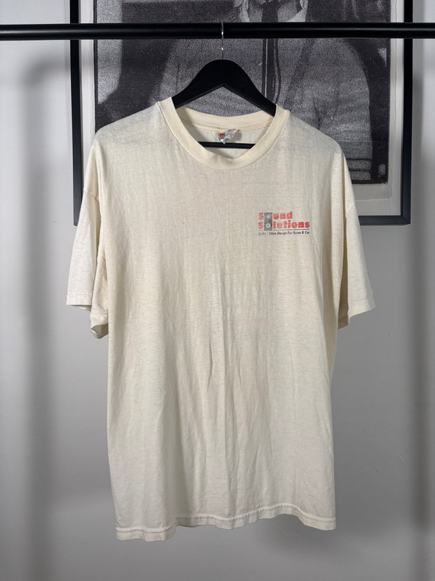 PERFECTLY SEMI SHEER ULTRA-FADED "SOUND SOLUTIONS" VETEMENTS STYLE SHIRT