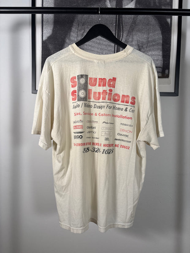 PERFECTLY SEMI SHEER ULTRA-FADED "SOUND SOLUTIONS" VETEMENTS STYLE SHIRT