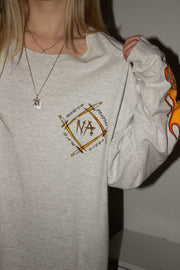 ULTIMATE ERD-STYLE VINTAGE GRAIL: 80s NARCOTICS ANONYMOUS FLAME LOGO SAN DIEGO LONG SLEEVE