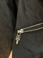 RARE SHEARLING COLLAR PLAID WOOL JACKET W/ SILK LINING & .925 SILVER HARDWARE