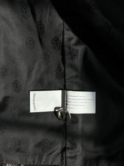 RARE SHEARLING COLLAR PLAID WOOL JACKET W/ SILK LINING & .925 SILVER HARDWARE